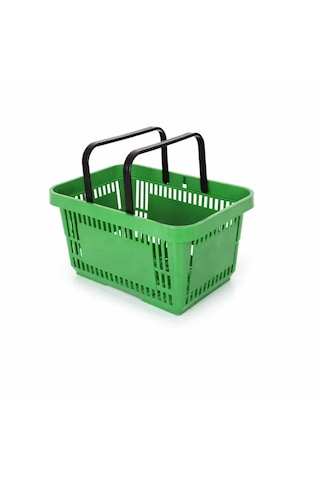 10 Adet / 22 Litre Plastik Market Alışveriş Sepeti Profesyonel Market Mağaza El Sepeti Yeşil
