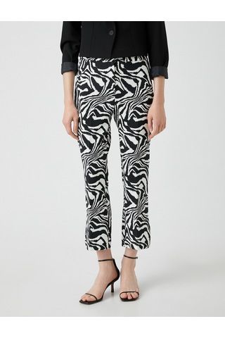 Koton Zebra Desenli Pantolon Dar Kesim Ekru Desenli 2sak40334pw