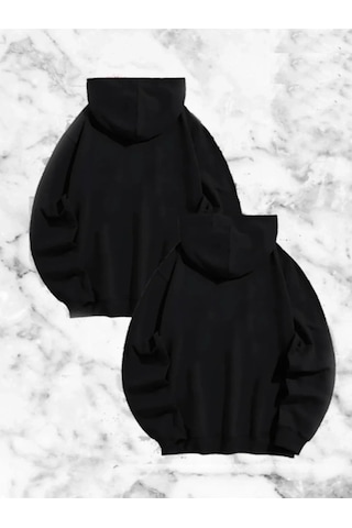 Örümcek Baskılı Sevgili Çift Kombini Kapüşonlu Sweatshirt & Hodie - Siyah Siyah