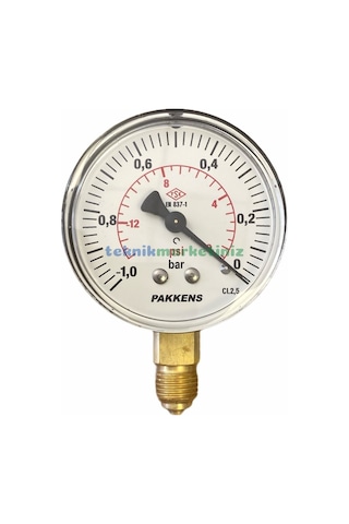 63MM -1/0 Bar ALTtan Çıkışlı G1/4" Kurutip VakuMMetre Pakkens