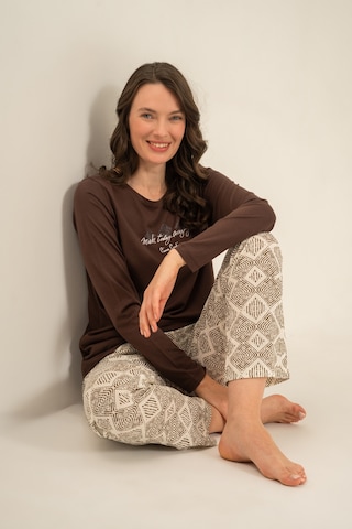 Pierre Cardin 9274 Modal Uzun Kol Kadın Pijama Takımı Kahverengi