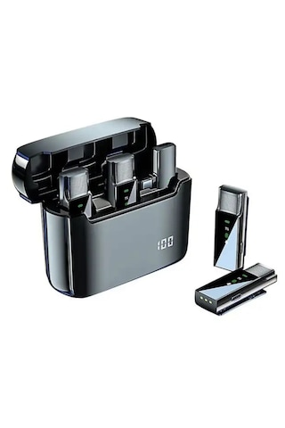 4 Mikrofonlu Iphone Ve Type-c Uyumlu Kablosuz Yaka Mikrofonu Şarj