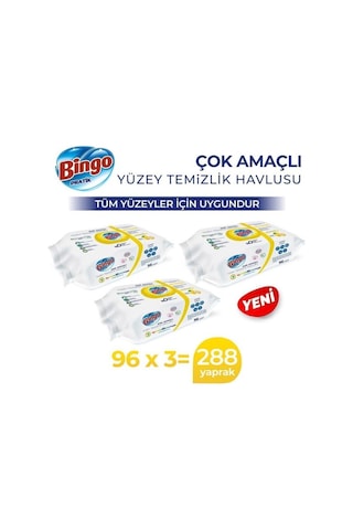 Bingo Pratik Yüzey Temizlik Havlusu Limon Kokulu 3 x 96'lı