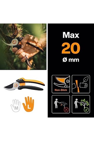 Ayrex Bıçaklı Budama Kesme Çapı 2 6 Cm Yapışmaz Kaplamalı Yüksek Kaliteli Çelik Bıçaklar Uzunluk 22 5 Cm Siy