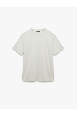 Koton Kısa Kollu Bisiklet Yaka Regular Fit Pamuklu Minimal Baskılı Tişört Gri 6wam10049hk Gri