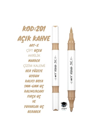 Art-x Çift Uçlu Akrilik Marker Çizim Kalemi Her Yüzeye Uygun Kalıcı Mürekkep 1-6 Mm Uç Kalınlıkları
