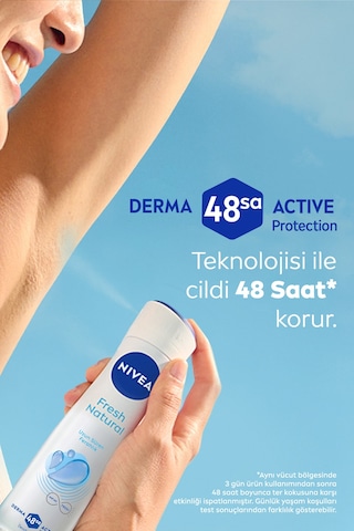 Kadın Sprey Deodorant Fresh Natural 150ml, Ter Kokusuna Karşı Koruma, Pudrasız,alüminyum İçermez