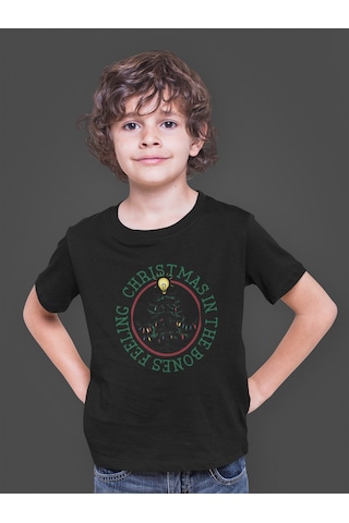 Bumeta Feeling Chiristmas İn The Bones Çocuk Tişört T-shirt Siyah