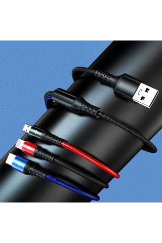 Çoklu Universal Uyumlu 3in1 Kablo Type-c Micro Lightning Girişli