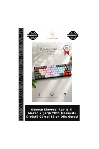 Oyuncu Klavyesi Rgb Işıklı Mekanik Şarjlı Tk11 Masaüstü Dizüstü Görsel Şölen Ofis Gereci