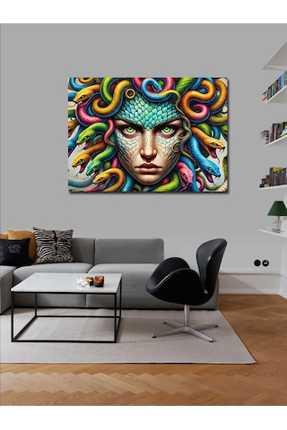 Kanvas Tablo Renkli Medusa Portresi 70cmx100cm