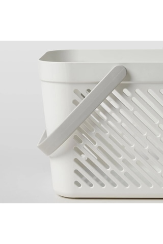 Ikea Rånen Kulplu Plastik Saklama Sepeti 13 X 22 X 16 Cm Beyaz - Siyah