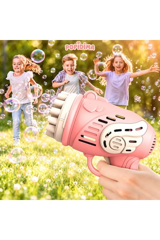 Çok Delikli Pilli Köpük Atan Tabanca Oyuncağı 23 Delikli Bubble Gun