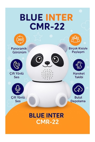 Cmr- 22 Panda Güvenlik Kamerası 360 Dönüş, Gece Görüşü, Hareket Takipli, Çift Yönlü Ses