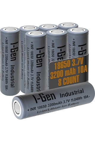 I-gen Industrial E004 Inr 18650 3.7v 3200 Mah 10a 11.84wh Li-ıon Şarjlı Pil Düz Başlı Lityum Pil 8'li Paket I-gen129