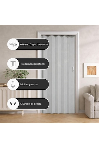 Akordiyon Katlanır Kapı, 100x200 Cm, Kulplu, Suya Dayanıklı Ve Yerden Tasarruf Sağlayan, Beyaz/meşe/kayın Renk Se Diğer