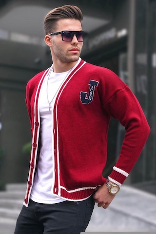 Madmext Bordo Erkek Triko Hırka 6314 Bordo