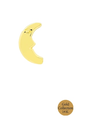So Chic 14 Ayar Sarı Altın Ay Motifli Tragus Piercing