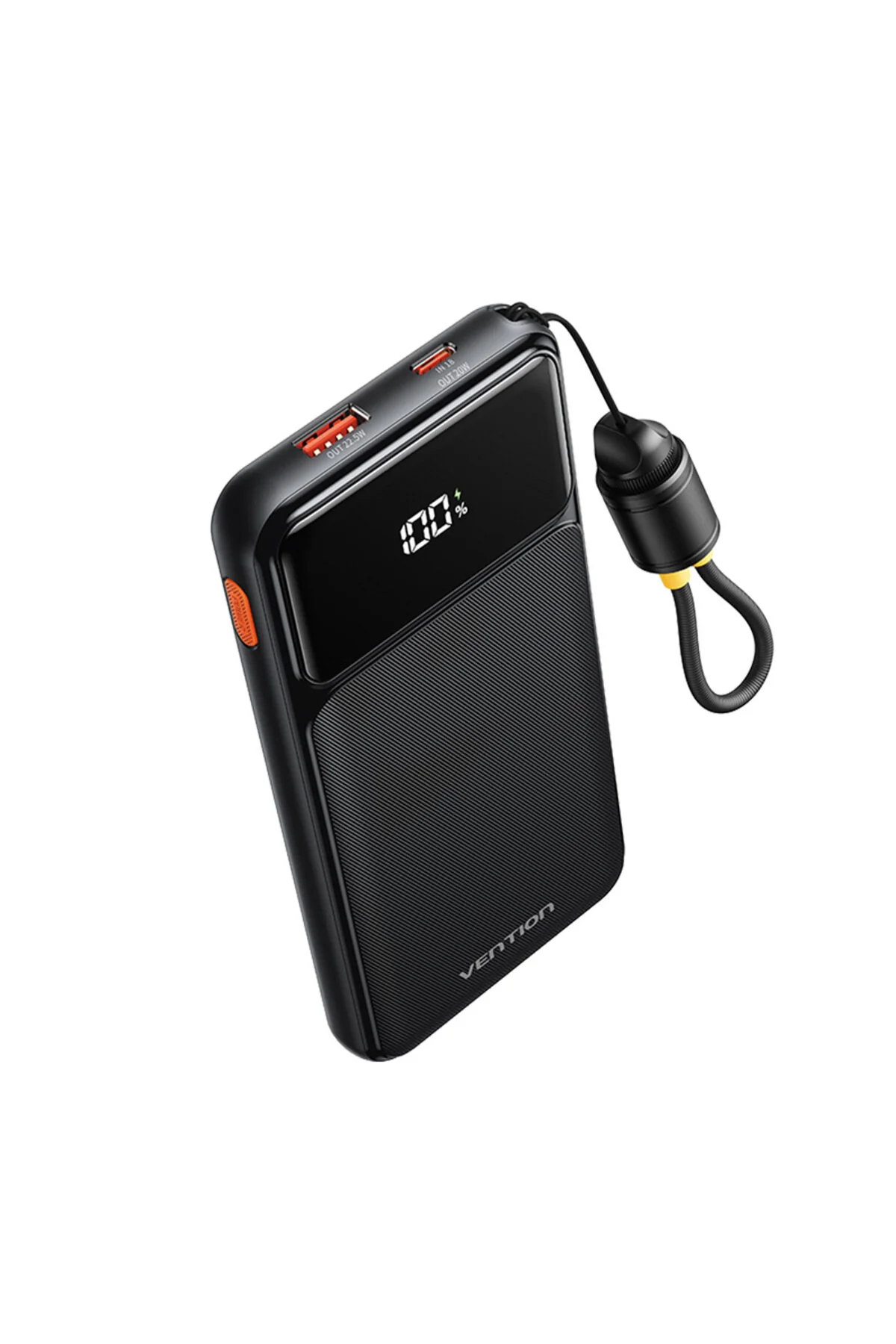 Vention 10000mah 22,5w Kendinden Askı-kablolu Dijital Ekranlı Hızlı Powerbank Siyah