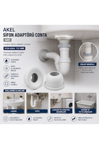 Akel Sifon Adaptörü Contası - Gri- 100'li Paket Diğer