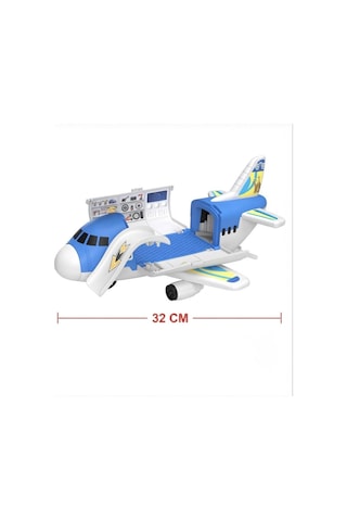 Uçak Otoparkım - 2'si 1 Arada Dönüşen Uçak Oyun Seti Ve Araç Bakım İstasyonu 32 Cm 2 Spor Araba + 1 Helikopter