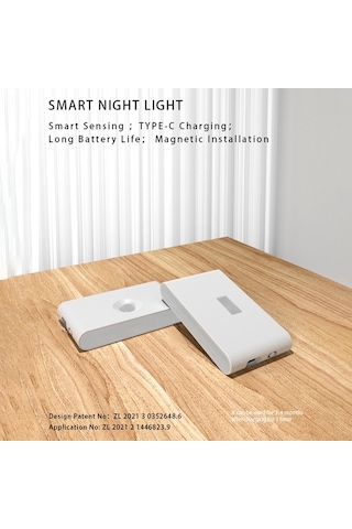 Pazly Akıllı Sensörlü Gece Lambası Led Gövde Kızılötesi Tip-c Beyaz Renk Diğer