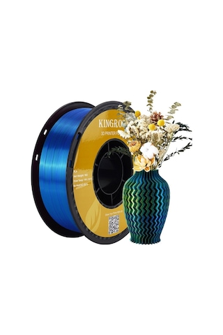 Üç Renkli Silk Pla Filament - Sarı Mavi Yeşil Canlı Parlak Renk Geçişi 1.75mm 1 Kg