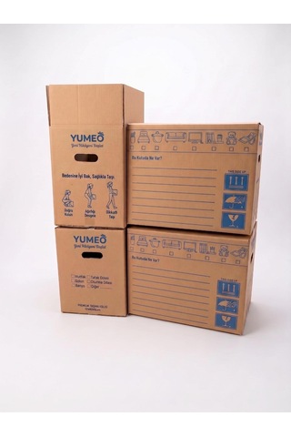 Yumeo Premium Ev Taşıma Kolisi 50x30x40 Cm - Tutma Yerli Çift Oluklu Kraft Kutu 60 Lt - 10 Adet
