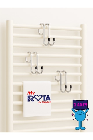 Rota Kanca, 3 Adet, Havlupan Askısı, Opsiyonel Kanca Krom