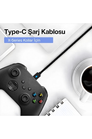 Xbox Series Şarj Kablosu 3 Metre Led Göstergeli Type-c Örgü Kablo