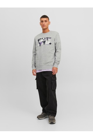 Jack&jones Dust Erkek Gri Bisiklet Yaka Sweatshirt 12240211-LGM Gri