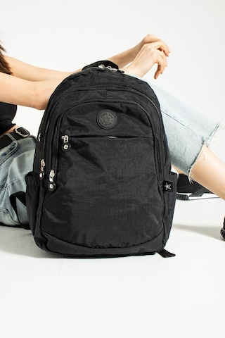 Unisex Okul Çantası Klinkır Kumaş Günlük Sırt Çantası Çok Cepli Hafif Yağmur Geçirmez 38 28 Cm Siyah