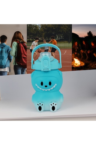Labubu Matara Mavi 1000 Ml Sevimli Kapaklı Su Şişesi, Okul & Spor İçin Dayanıklı Su Kabı