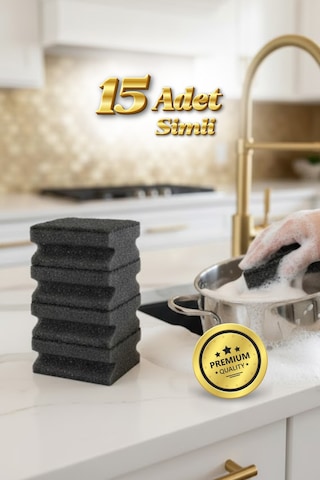 Grimorlife 15 Adet Oluklu Siyah Simli Bulaşık Süngeri Özel Dokulu Dayanıklı Pinterest Temizlik Süngeri Seti