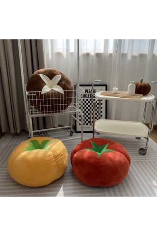 Tenfowee Mantar Desenli Kalın Yastık - Yuvarlak Domates Şeklinde Oturma Pedi Ve Puf Kahverengi