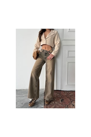 Blue Marlın Bol Paça Kahve Tintli Jeans Kahverengi