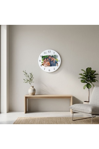 Kişiye Özel Fotoğraf Baskılı Cam Duvar Saati 30x30 Cm - Resimli Aile Saati Ev Hediyesi Çok Reenkli