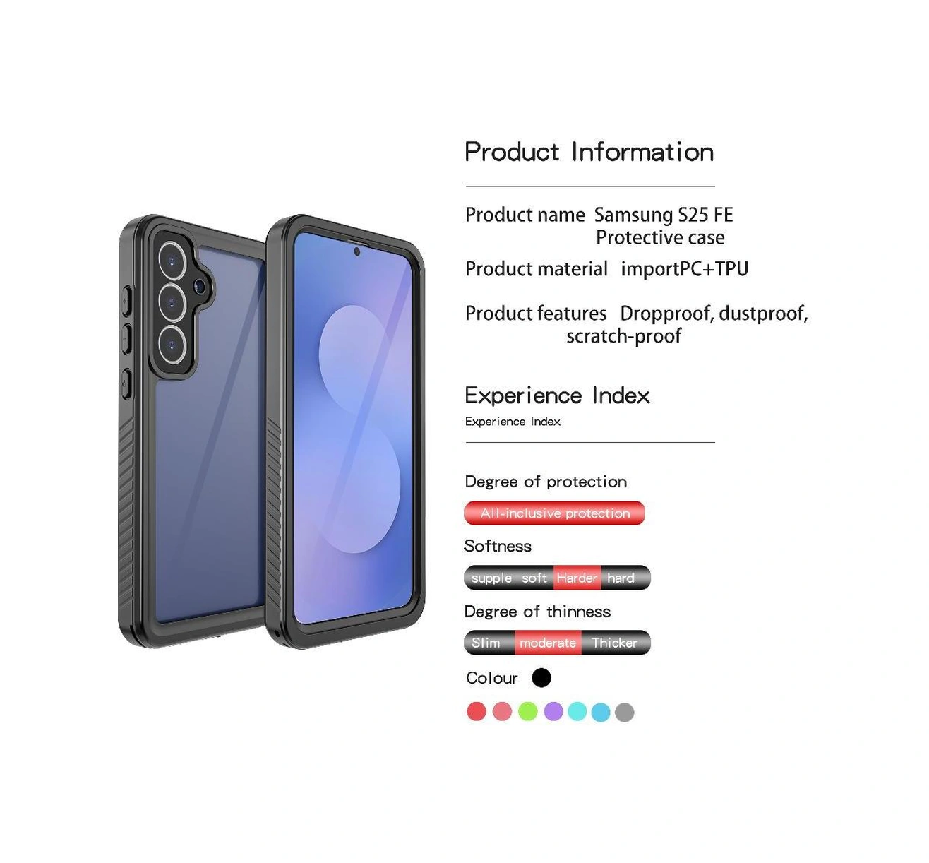 Samsung Galaxy S25 Fe İçin Su Geçirmez Dahili Kılıf, Ekran Koruyucu Ip68 Su Geçirmez 12ft Askeri Darbeye Dayanıklı
