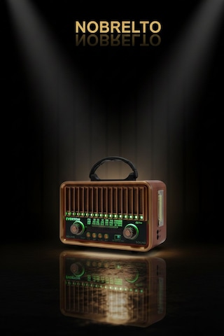 Nobrelto Rt-774 Nostaljik Ahşap Bluetooth Radyo - Işıklı Fenerli