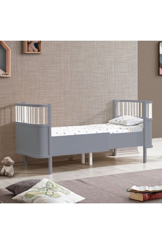Mdf Beşik 130x90 Trend Büyüyen Beşik Antrasit + 1 Comfort Yatak Antrasit
