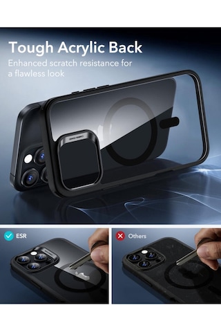 Esr Apple Uyumlu iPhone 16 Pro Halolock Magsafe Classic Hybrid Silikon Kılıf Şeffaf Siyah