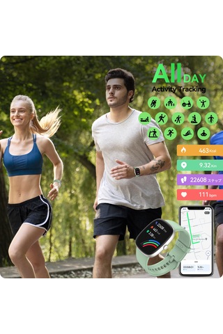Geeroyoo Anyloop Alw1 Spor Akıllı Saat Yeşil - 1.69" Tft Ekran, 24/7 Kalp Ritmi Ve Spo2 İzleme, 100+ Spor Modu, Uyku Takibi, Ip67 Su Geçirmezlik, Android/ios Uyumlu