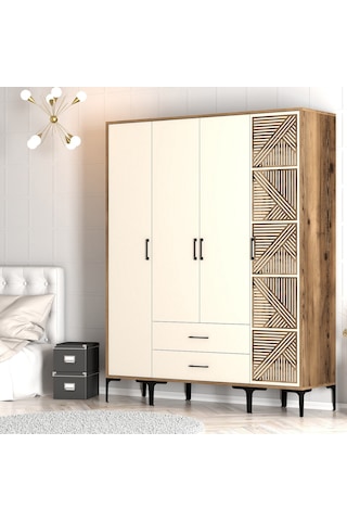 Variant Kumsal 4 Kapılı Stp Gardrop - Ceviz / Krem