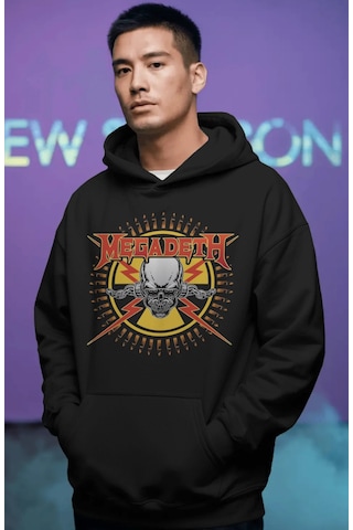 Sevbano Megadeth Rock Metal Müzik Grubu Ön Baskılı Unisex Oversize Premiu Siyah