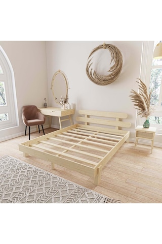 Damla Model Doğal Ahşap Karyola Ve 2 Komodin Set