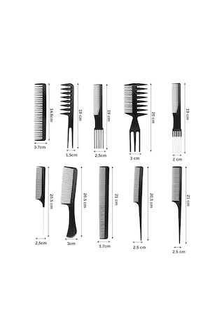 Layes Profesyonel Kuaför Saç Şekillendirme Tarak Seti 10'lu