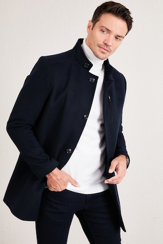 Buratti Slim Fit Düğmeli Dik Yaka Kaşe Erkek Kaban 5840099 Lacivert