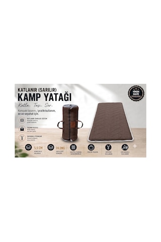 Kahverengi Taşınabilir Katlanır Yatak Karavan Kamp Yatağı Anne Yanı Yer Yatağı 140 X 200 Kahverengi
