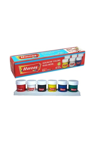 Guaj Boya 6 Renk X 20 Ml Su Bazlı Tüp 1 Paket Heroes Guaj Boya Seti Şişe İçerisinde 6 Lı Okul Hobi Çok Renkli