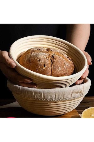 Besthome1 20x20cm Yuvarlak Rattan Ekmek Mayalama Sepeti, Doğal Nefes Alma, Bej Döşeme Bej